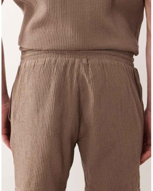 Only & Sons Brown Waffle Shorts for men