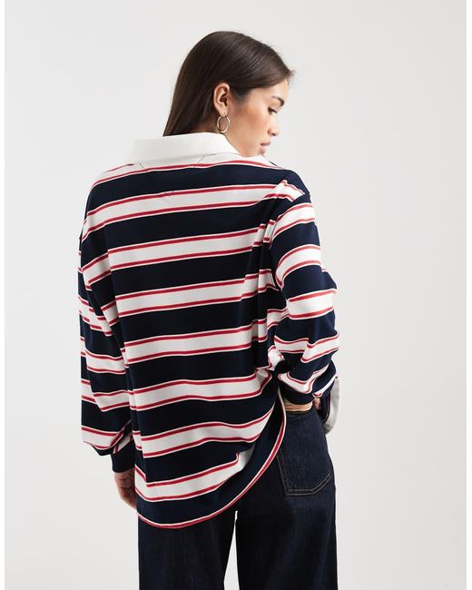 Tommy Hilfiger Black Flag Logo Relaxed Fit Rugby Top