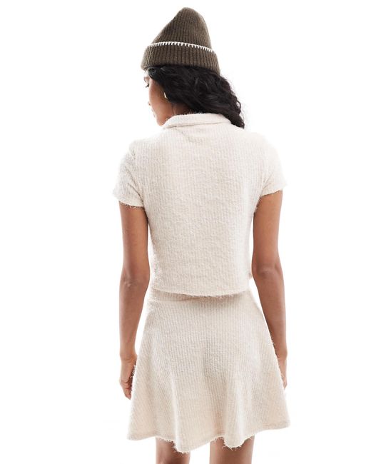 Gilet d'ensemble duveteux à manches courtes - crème ASOS en coloris White