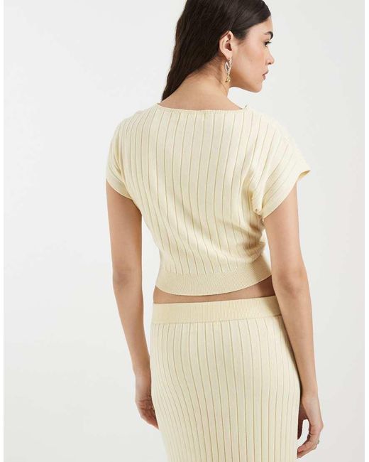4th & Reckless Natural Ribbed Knit Cinched Waist Sleeveless Top Co-ord