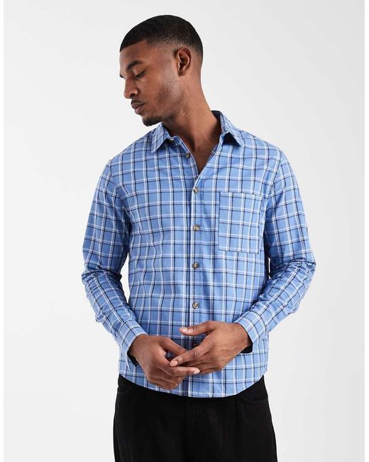 ASOS Blue Regular Fit Check Shirt for men