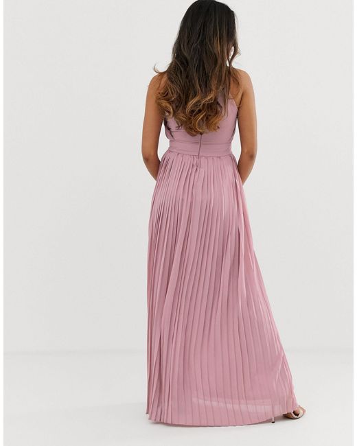 tfnc sleeveless maxi bridesmaid dress with pleated skirt