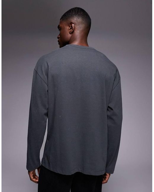 ASOS Blue Heavyweight Oversized Long Sleeve T-shirt With Football Graphic for men