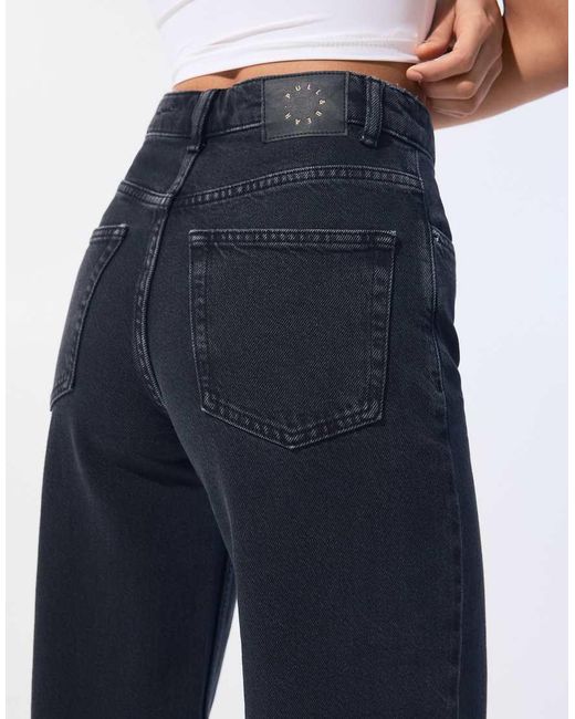 Pull&Bear Jeans Met Hoge Taille En Wijde Pijpen in het Blue