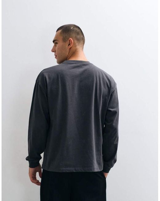 ASOS Blue Oversized Long Sleeve T-Shirt With Dragon Graphic for men