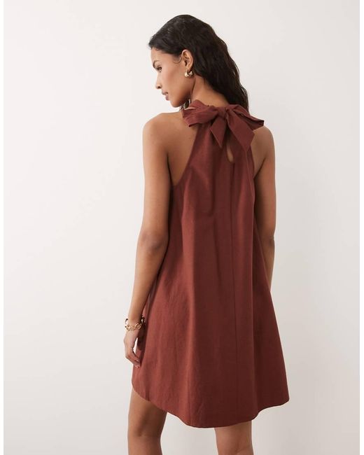 New Look Red Beaded Halter Neck Mini Dress