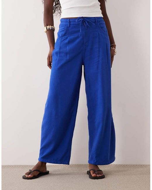 ASOS Blue Pleat Pocket Balloon Trouser