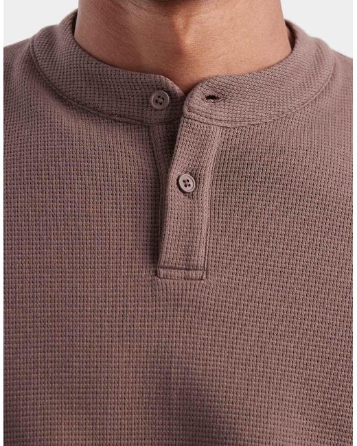 ASOS Brown Boxy Oversized T-shirt With Henley Neck for men