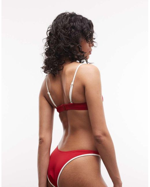 ASOS Red Cecelie Contrast Underwi Bikini Top