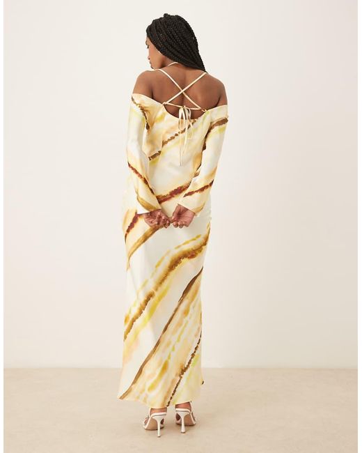 Pretty Lavish Natural Ettore Cold Shoulder Long Sleeve Maxi Dress
