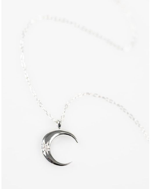 Collar Con Charm De Luna Creciente De Plata De Ley De Lovisa de color White