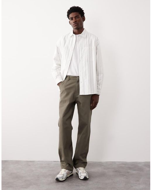 ASOS COLLECTIVE White Straight Fit Carpenter Trousers for men