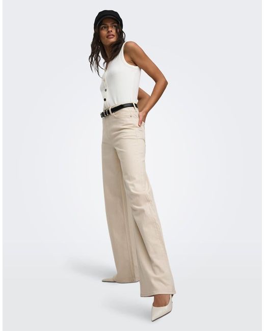 Jdy Natural Carina High Waist Wide Leg Jeans