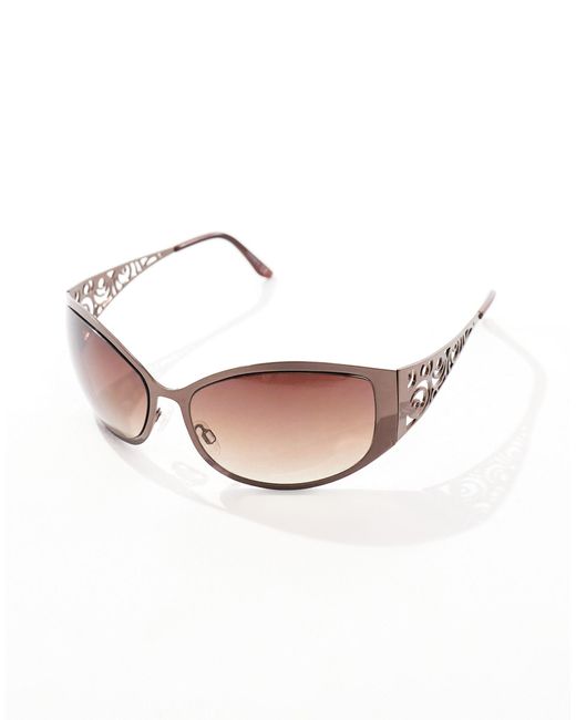 ASOS Brown 90 Wrap Round Sunglasses for men