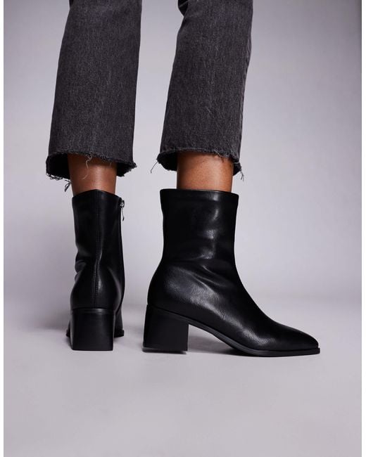 SIMMI Black Simmi London Nimer Block Heeled Mid Ankle Boots