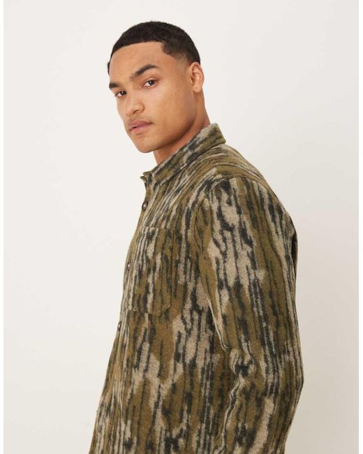 Barbour Brown Boldon Relaxed Wool Blend Overshirt for men