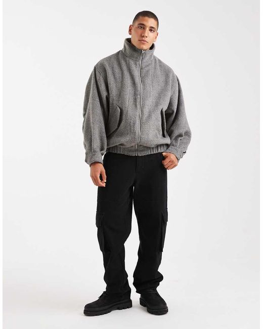 ASOS Gray Wool Look Bomber for men