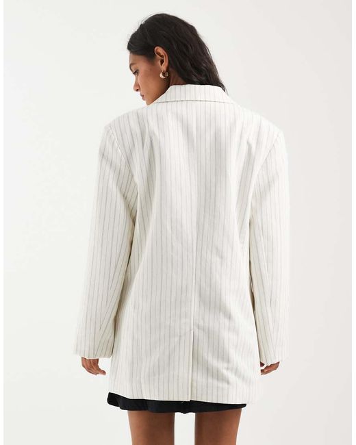 ASOS Natural Tailored Double Breasted Blazer With Linen