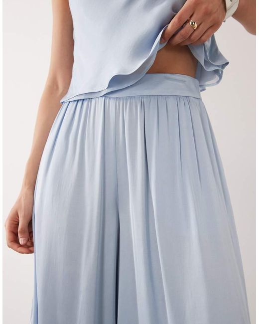 Mango Blue Azur Flowy Wide Leg Pants