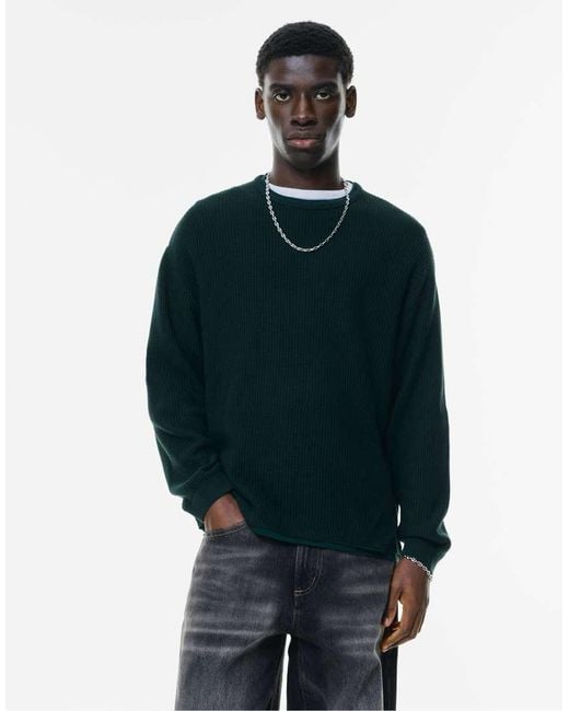 Pull&Bear Blue Round Neck Sweater for men