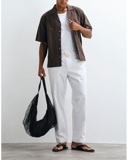 Mango White Straight Trouser for men