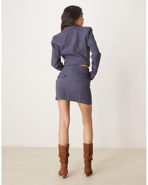 ASOS Blue Tailored Denim Look Skirt Co-ord