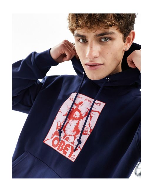 Obey Blue Come Play With Us Hoodie for men