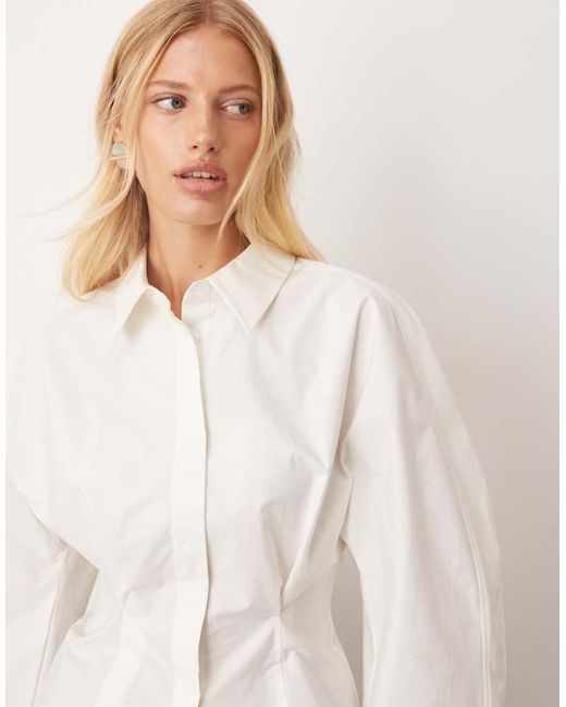 Camisa Blanca Moldeada De Algodón Grueso De ARRANGE de color Blue