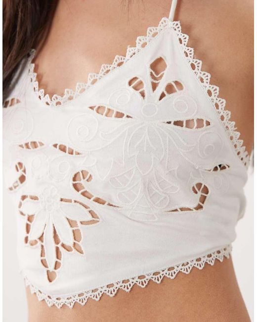 Miss Selfridge Blue Cut Work Bra Top