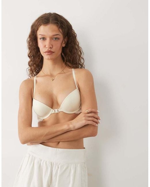 ASOS Brown Kiera Molded T-shirt Bra With Front Closure And Lace Racer Back Detail