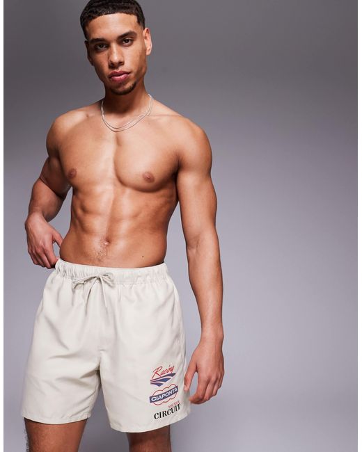 ASOS – halblange badeshorts in Gray für Herren