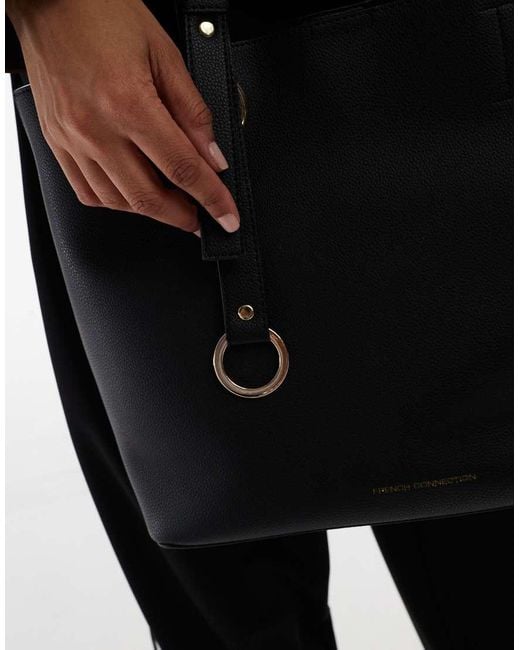 French Connection Black Grain Tote Shopper Bag