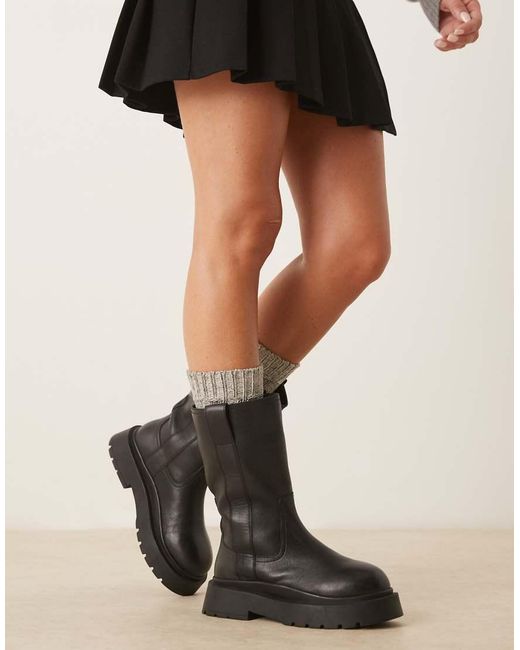 ASOS Black Coast Chunky Pull On Boots