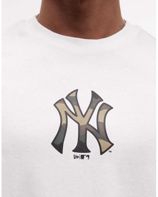 KTZ White Ny Yankees Camo Infill Logo Short Sleeve Oversized T-shirt for men