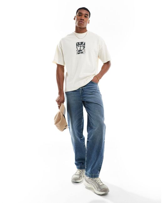 T-shirt oversize à imprimé statue sur la poitrine - crème SELECTED pour homme en coloris Natural