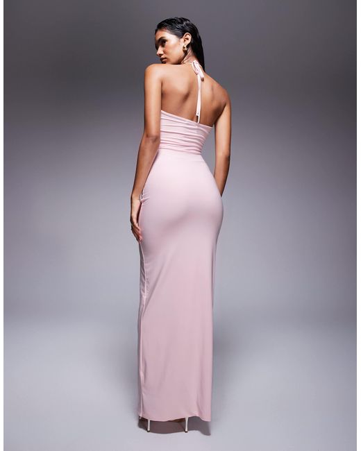 Fashionkilla Women's Blue Double Layered Wrap Halterneck Maxi Dress -  www.rajagirimanappuram.com