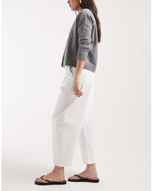 ASOS White Clean Barrel Jean With Cinch Waist