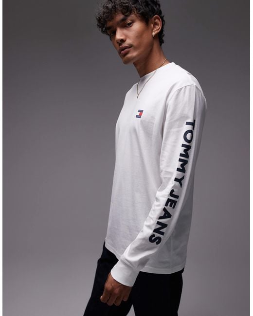 Tommy Hilfiger White Logo Long Sleeve T-shirt for men