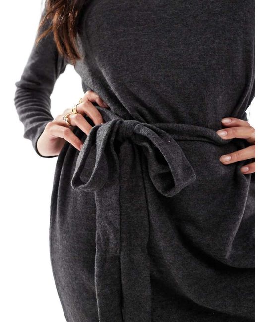 Vero Moda Black High Neck Knitted Mini Dress With Tie Waist