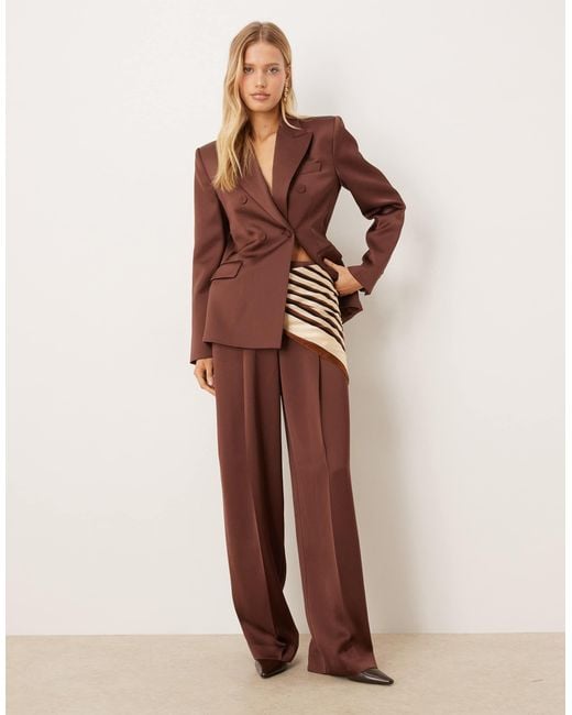 Mango Brown Gilda Satin Tailored Trouser Co-ord