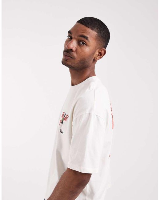 ASOS Red Boxy Oversized T-shirt With Beer Graphic for men