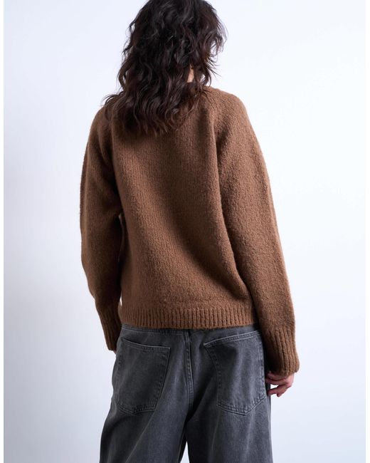 TOPSHOP Blue – flauschiger strickpullover aus wollmix