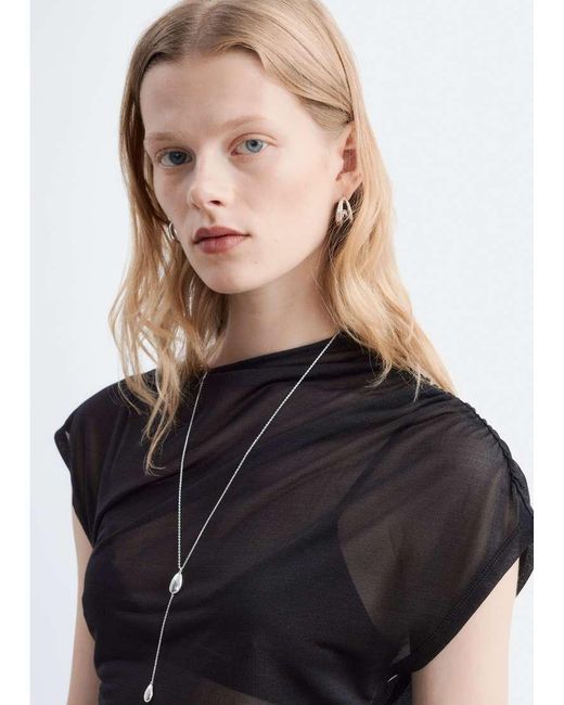 & Other Stories Blue Asymetric Ruched One Shoulder Top