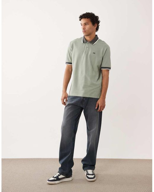 ARMANI EXCHANGE Green Logo Polo Shirt for men