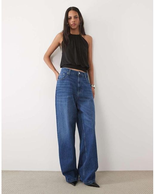 New Look Black Bubble Waistband Halterneck Top