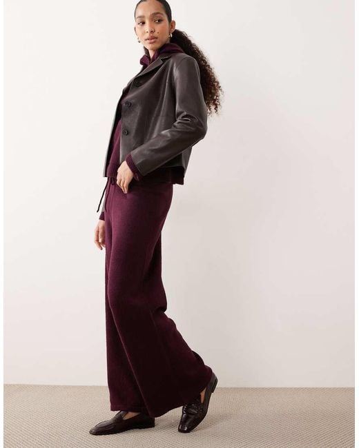 ASOS Red Fluffy Knitted Wide Leg Trousers Co-ord