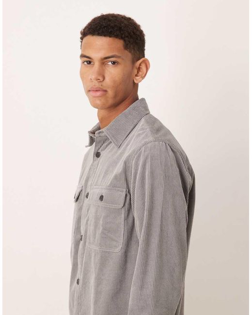 Mango Gray 100% Cotton Cord Shacket for men