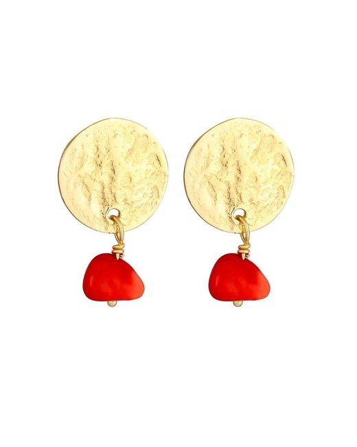Pendientes Dorados Con Diseño De Coral Vintage De Plata De Ley 925 Chapados En Oro De Elli Jewelry de color White