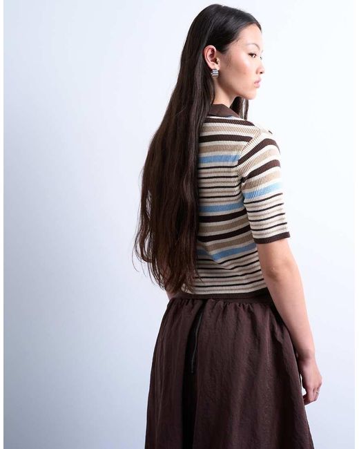 TOPSHOP White Knitted Collared Polo
