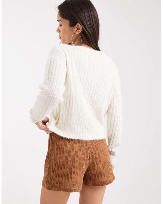Wednesday's Girl White Ribbed Soft Cardigan